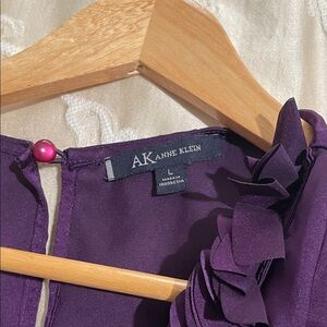 Anne Klein Deep Purple Top with Floral Detail